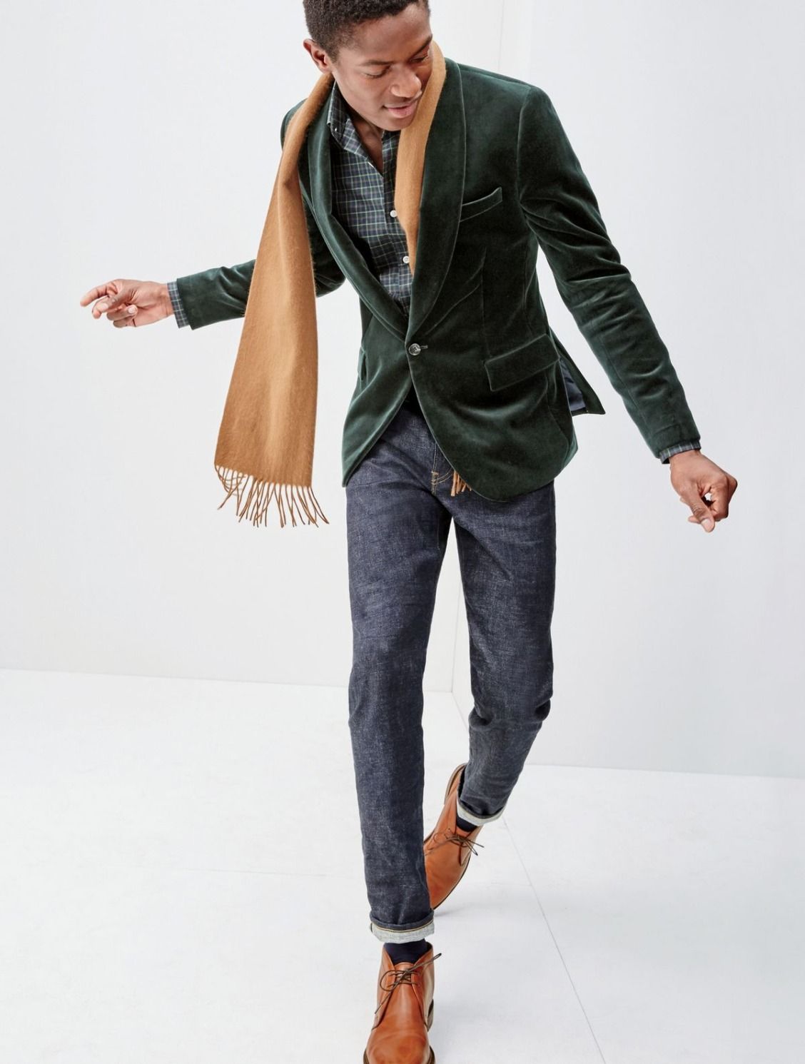 phối áo blazer với quần jeans J.Crew