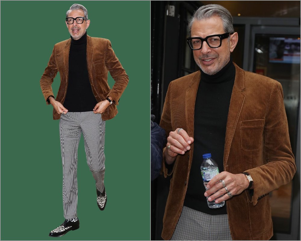 đồ suits nhung tăm Jeff Goldblum.
