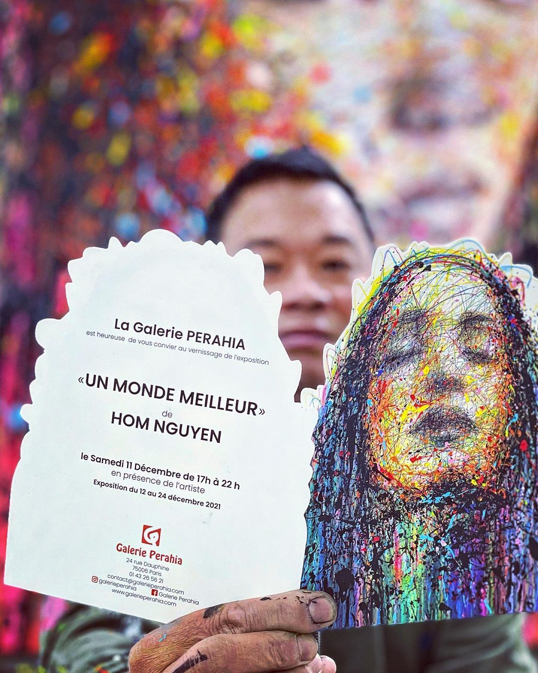 Hom Nguyen và thiệp mời triển lãm tranh cá nhân “Un monde meiller”